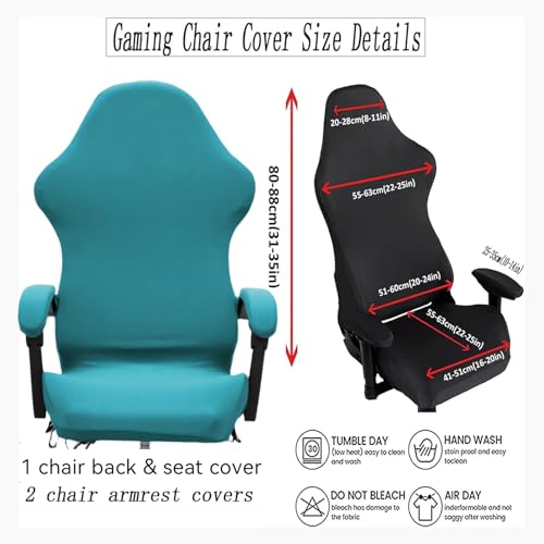 Gaming Chair Cover Set with Armrest Covers, Stretch Ruffled Slipcover for Racing Office Computer Reclining Chairs (Peacock Blue) - color: Peacock Blue