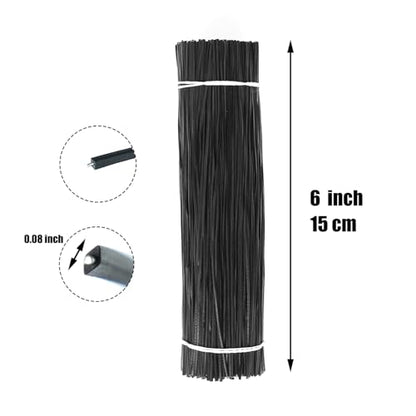 1000 pcs 6 inch Black Cable Twist Ties Plastic Twist Ties with Rugged Metal Innercores Reusable Fastening Cable Cord Wire Ties - size: 6 inch-Black