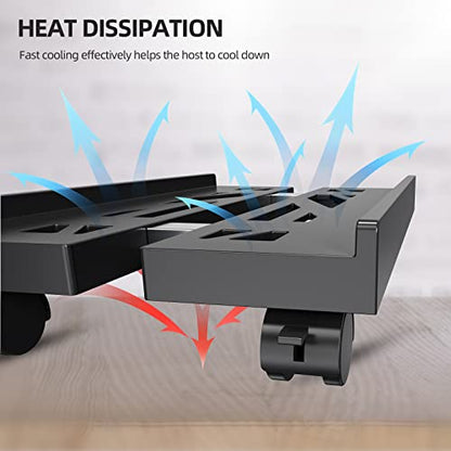 Adjustable Mobile CPU Stand, Ventilated Computer Tower Stand with 4 Caster Wheels Fits Most PC Tower, Under Desk CPU Holder PC Floor Cart Computer Riser for Students and Gamers (White) - color: White