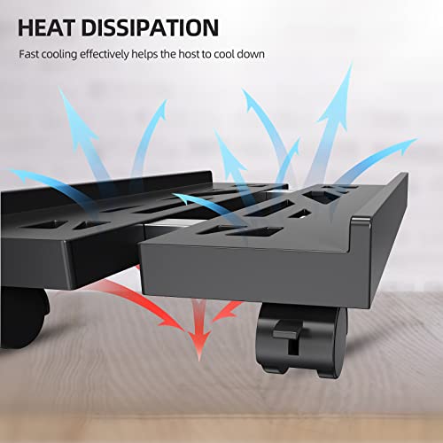 Adjustable Mobile CPU Stand, Ventilated Computer Tower Stand with 4 Caster Wheels Fits Most PC Tower, Under Desk CPU Holder PC Floor Cart Computer Riser for Students and Gamers (Black) - color: Regular Black