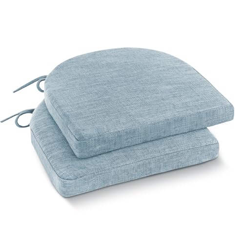 IPYNBAP Chair Cushions for Dining Chairs, Kitchen Chair Cushions, 16'' x 16'' x 2'', Non Slip Indoor Seat Cushions, Chair Pads for Dining Chairs with Ties & Removable Cover, Set of 2, Light Blue - color: Light Blue, size: 2 Count(Pack of 1)