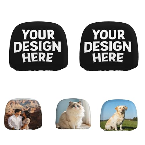 Personalized Car Headrest Cover 2pc Customize Headrest Covers for Auto Decorative Accessories - color: Custom