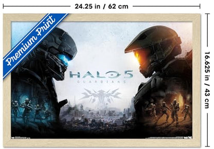 Halo 5 - Key Art Wall Poster, 22.4L" x 14.7W", Blonde Framed Version - color: Blonde Framed Version, size: 22.4"L x 14.7"W