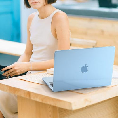 EooCoo Case Compatible with MacBook Air 13 inch M5 2026-2022 Release M4 M3 M2 A3449 A3240 A3113 A2681, Hard Shell&Keyboard Skin Cover&Screen Protector for Mac Air 13.6 inch, Gloss SkyBlue - color: Gloss Skyblue