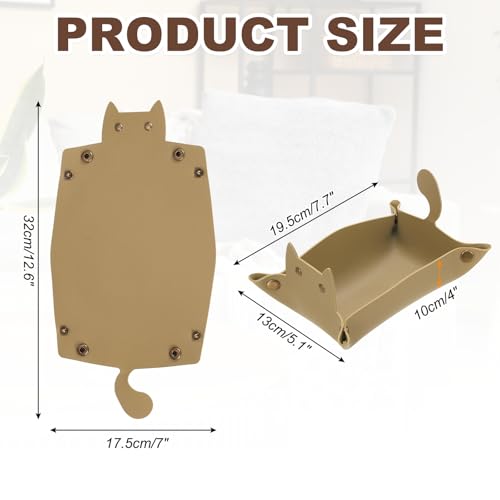 uxcell Leather Valet Tray, Folding Jewelry Tray Organizer Travel Dish Plate Desk Organizer for Women and Men Storage Jewelry Keys Wallet Coin, Beige - color: Beige