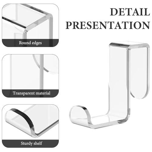 GEEKRIA Acrylic Cubicle Wall Hooks for Headphones, Headphone Hook Holder, Headsets Hanger Compatible with Bose, Sony, Sennheiser, ATH, AKG, JBL General Purpose Game Earphone (2 Pack/Clear)
