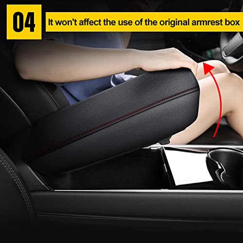 AOMSAZTO Center Console Armrest Covers for Ford Explorer 2011-2019 Black with Red Stiches - color: black with red stiches