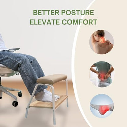 Double Step Footrest Under Desk Versatile Foot Stool Ottoman for Comfortable Desk Work Office Life (White) - color: White