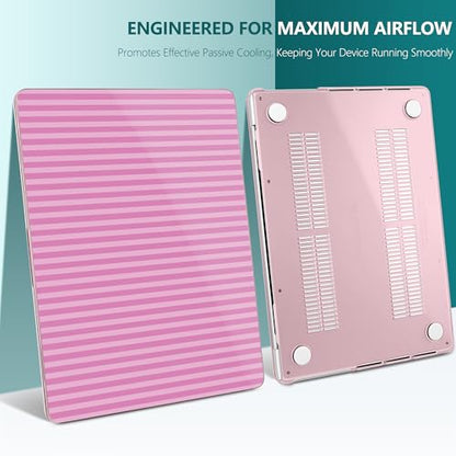 DONGKE Compatible with MacBook Pro 16 Inch Case (2026-2021 Release, M5 M4 M3 M2 M1 Pro/Max Chip), Plastic Hard Shell with Keyboard Cover & Screen Protector for MacBook Pro 16", Pink Stripes - color: Pink Stripes