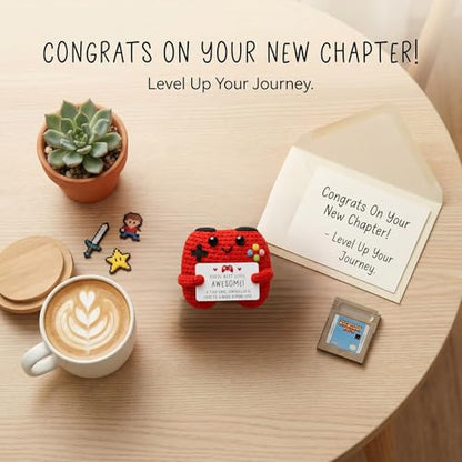 Handcrafted Crochet Game Controller, Positive Emotional Support Gifts for Teen Girls Boys, Birthday Presents for Gamers, Brothers - style: AWESOME