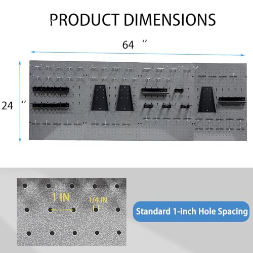 JZD Metal Pegboard Wall Organizer 4 Packs Pegboard with115 PCS Hooks Pegboard Tool Organizer Kit for Garage Workshop - size: 4 packs+115hooks