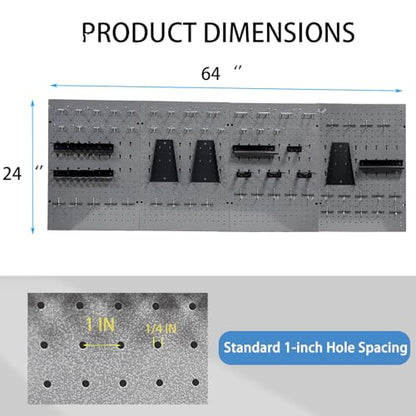 JZD Metal Pegboard Wall Organizer 4 Packs Pegboard with115 PCS Hooks Pegboard Tool Organizer Kit for Garage Workshop - size: 4 packs+115hooks