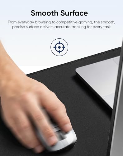 Reniteco Waterproof Large Gaming Mouse Pad with Durable Stitched Edges, Non-Slip Rubber Base, Grainy Jacquard Mouse Mat Desk Pad for Home Office Gaming, 31.5''x11.8''x0.12'', Matte Black - color: Matte Black, size: 31.5''x 11.8''x0.12"