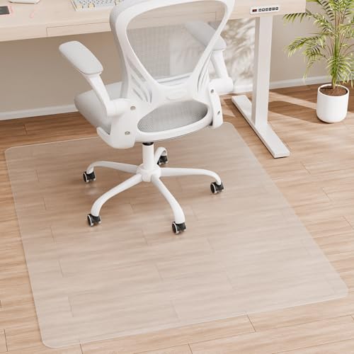 Office Chair Mat, 1/8" Thick 53" x 45" Crystal Clear Hard Floor Chair Mat, Transparent Floor Protector Mat Flat Without Curling - color: Clear, size: 45" x 53" Rectangular