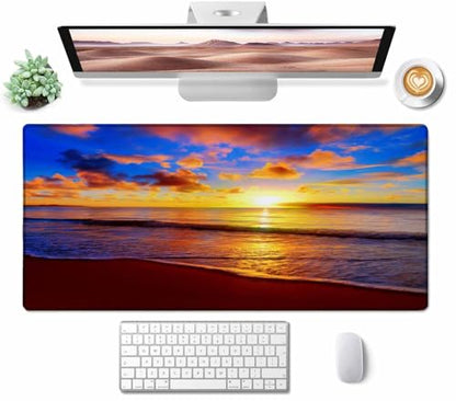 Large Extended Gaming Mouse Pad with Stitched Edges, Non-Slip Rubber Base Mouse Pad for Office, Computer, Keyboard, Laptop and Home Desk Pad 31.5X15.7 Inch Sunset Beach - color: Sunset Beach, size: 31.5L x 15.7W inches