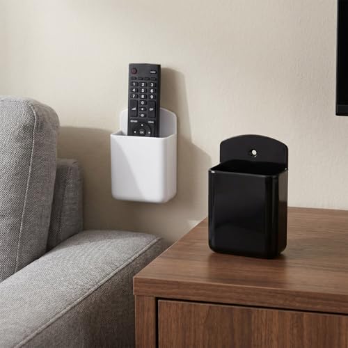 2 PCS Remote Control Holder Wall Mount, TV Remote Control Holder, Self Adhesive Pen Holder Organizers and Accessories for Home Office School (2, White+Black) - color: Set of 2-1 White+1 Black
