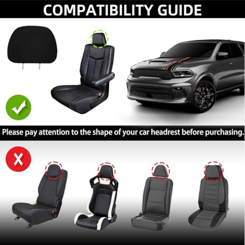 2PCS Car Headrest Covers Soft Black Fabric Car Seat Head Rest Cover Protector Compatible with Dodge Challenger Charger Durango RAM (blu-e) - color: blu-e