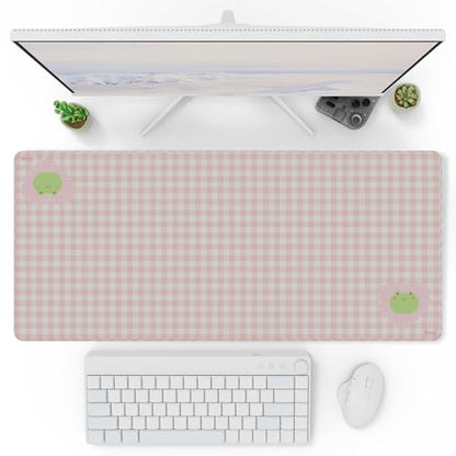 Pixio Mouse Pads - 36 x 16 inch XXL Checker Frogs Pink Multifunctional Large Desk Mats for Gaming, Office, Desktop Anti-Slip Waterproof Washable Computer Mouse Mat - color: Pink Checker Frogs