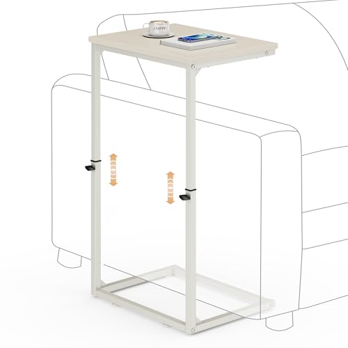 Vagusicc C Shaped End Table for Couch, 33.2'' Tall C Table Adjustable Height Side Table, Small Side Table for Small Spaces, Couch Tables that Slide Under, Tv Tray Table for Living Room, Beige - color: Beige (1 Pack), style: Ordinary