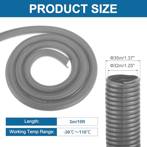 MECCANIXITY 1 1/4 Inch 10ft Split Wire Loom Tubing, Flexible Cord Protectors with Installation Tool Cable Management Sleeve Conduits Cover for Office Home Electrical Automotive Wires, Gray - color: Gray, size: 1 1/4 Inch 10ft