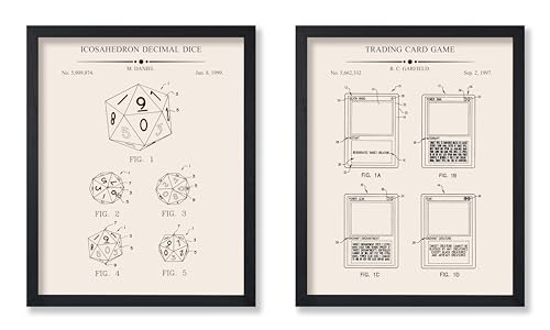 Poster Master 2-Piece Game Blueprint Poster - Icosahedron Decimal Dice Patent Print - Trading Card Game Art - Board Game Art - Gamer Art - Great Kid's Room or Playroom Decor - 8x10 UNFRAMED Wall Art - color: Patent Kids 11, size: 8"L x 10"W