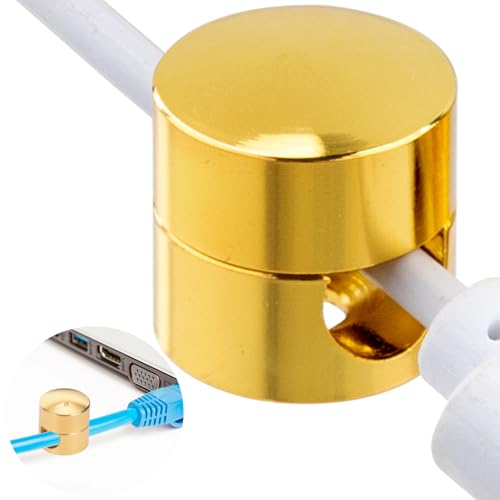 SmallCat 1 Sets Charger Holders for Cords, Gold Color Adjustable Cable Anchor Holders, Adhesive Metal Cord Clips, Cable Management Wire Organizers for Desk, Office, Nightstand - color: Gold,1set