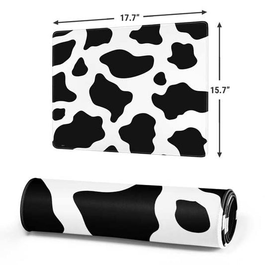 Skinit Medium Gaming Mouse Pad - Cow Pattern Animal Print Design with Stitched Edges, Waterproof, Non-Slip Rubber Base, Desk Mat for Keyboard & Mouse, 17.7" x 15.75" inches - color: Black - PTTRNS05, size: 17.7" x 15.75"