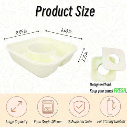 Snack Bowl for Stanley Cup 40 oz Tumbler, Reusable Snack Tray with Lid, Snacks Ring, Silicone Food Holder for Stanley Cup Accessories (Cream) - color: Cream