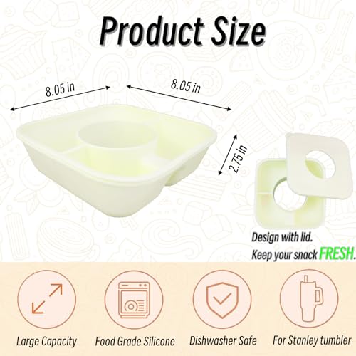 Snack Bowl for Stanley Cup 40 oz Tumbler, Reusable Snack Tray with Lid, Snacks Ring, Silicone Food Holder for Stanley Cup Accessories (Cream) - color: Cream