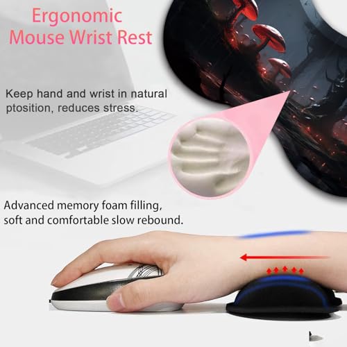 Large Gaming Mouse Pad + Mouse Wrist Rest Pad + Coaster Combination, 31.5 "x 11.8" Durable Non-Slip Extension Table Mat, Suitable for Office and Home, Mushrooms Forest - color: Mushrooms Forest