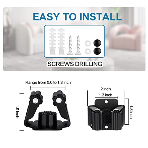 JAMEND CLXP 3PCS Broom and Mop Holder, Heavy Duty Garden Tool Organizer Rack Rake and Shovel Handle, Stainless Steel Mop Hanger. Wall Mounted Utility Rack with Screws, Matte Black - color: Black, size: 3