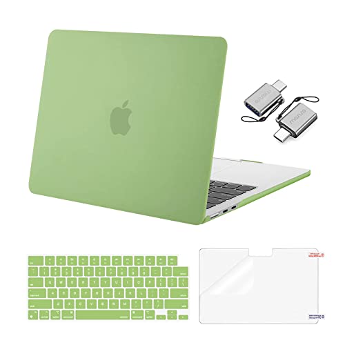MOSISO Compatible with MacBook Air 13 inch Case M5 2026 M4 2025 M3 M2 2024-2022 A3449 A3240 A3113 A2681, Hard Shell&Keyboard Cover&Screen Film&Type C for MacBook Air 13.6 inch Case, Chartreuse - color: Chartreuse