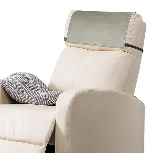 Recliner Headrest Protector-Faux Leather Headrest Covers for Recliners,Recliner Headrest Cover with Elastic Straps,Chair Headrest Covers for Recliners Protector 17 x 27 in(Taupe) - color: Taupe