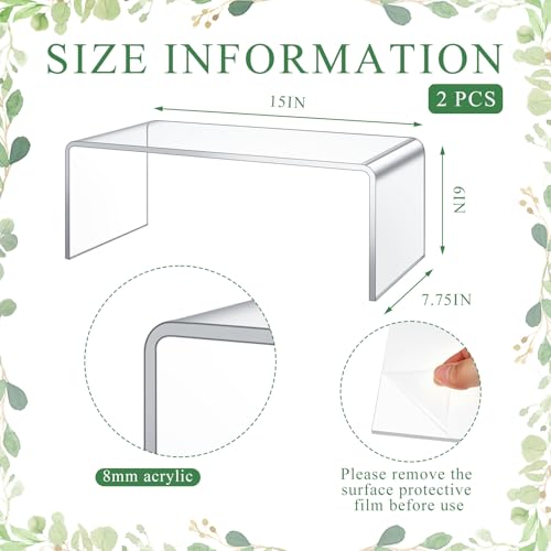 RattanView 2 Pcs 15 Inch Large Acrylic Risers Display Stands 8 mm Thick Acrylic Shelf Riser Showcase for Collectibles Jewelry Cupcakes Food Figures Perfume Cabinet (Clear) - color: Clear, size: 15 Inch, 8 mm
