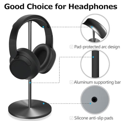 Headphone for Desk Hanger Holder Organizer Keeper Racks Storage Mount Gaming Headset Stand Premium Functional Craftmanship Headset Stand (Metallic Black) - color: metallic black