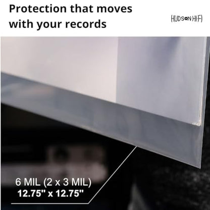 Hudson Hi-Fi Anti-Static Vinyl Record Sleeves - Durable Clear Disc Sleeves- Protect Your LP Albums from Scratches, Dust & Dirt - Acid-Free Rice Paper Disc Covers, 250x Outer Sleeves - size: 250 Outer Sleeves