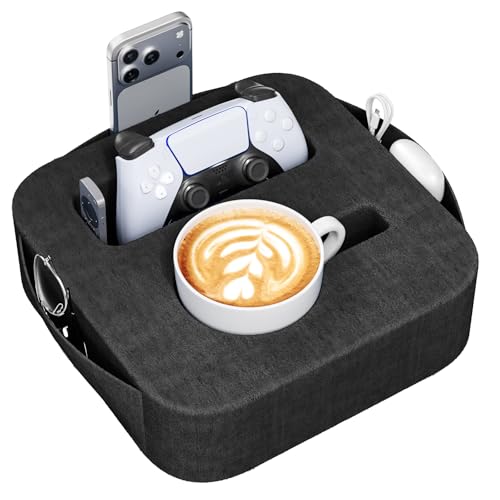 Couch Cup Holder Pillow, Couch Caddy for Drink, Snack, Phone, Remote, Game Controller, Removable and Washable Cup Cozy Pillow, Small Sofa Cup Holder Tray for Bed, Car, Desk, Sofa, Black - color: Black, size: XS-9.3"×9.3"×2.8"