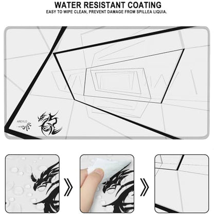 Mouse Pad Gaming, Waterproof Extra Large Mousepad with Stitched Edges, 31.5" x 15.7" Non-Slip Rubber Base Office Big Long Keyboard Pad for Office Gamer Home XXL, (White Square) - color: White Square