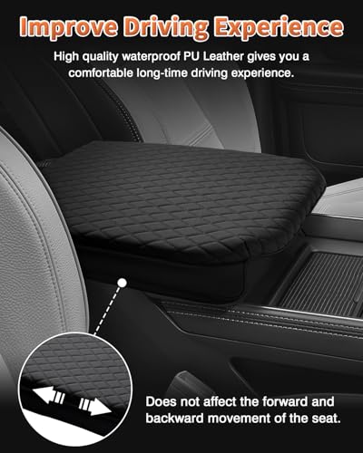 Shademax Custom Fit for Center Console Cover 2019-2024 2025 2026 GMC Sierra 1500/Chevy Silverado 1500 2500HD 3500HD Armrest Cushion Pad Cover PU Leather Sierra Silverado Accessories Anti-Scratch Black - size: for 2019-2026 Silverado/Sierra Bucket Seat