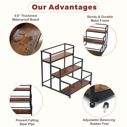 Coffee Syrup Rack Organizer, 3-Tier | Metal Bottle Holder, Holds 12 Bottles, Rustic Countertop Display Shelf, For Coffee Bar, Kitchen Cabinet, Pantry - color: 3-Tier