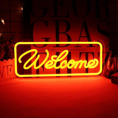 Welcome Neon Sign for Wall Decor，LED Neon Lights for Living Room，birthday、Halloween Christmas - style: Welcome