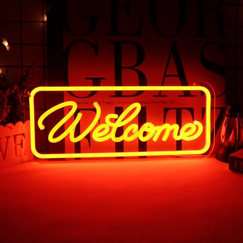 Welcome Neon Sign for Wall Decor，LED Neon Lights for Living Room，birthday、Halloween Christmas - style: Welcome