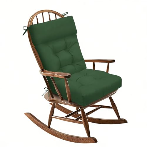 Indoor Outdoor Rocking Chair Cushion Waterproof Patio Seat Pad Tufted Rocker Chair Cushion for Home Garden 40×20in Dark Green - color: Dark Green