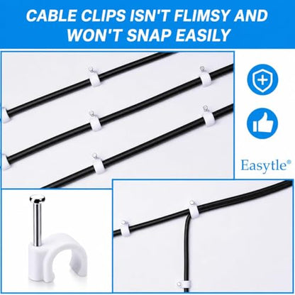 Cable Wire Clips 4mm 6mm 8mm 10mm (Pack of 200) Cable Management RG6 RG59 CAT5 CAT6 RJ45 Electrical Ethernet Dish TV Speaker Wire Cord Tie Holder Single Coaxial Nail Clamps - size: 200 Pcs
