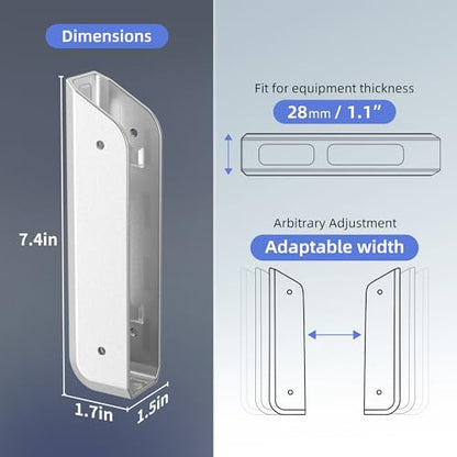 ELETIUO Wall & Under Desk Laptop Mount Holder–Adhesive & Screw in,1.02"/ 26 mm,Anti-Scratch Pads,Universal for MacBooks,Surface,Keyboards,Tablets,Switch &More,Matte Silver - color: Matte Silver
