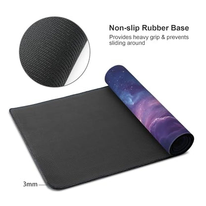 Rectangular Mouse Pad with Purple Galaxy Pattern,Anti-Slip Rubber Base, 35.4 x 15.7 Inches, Gaming Desk Mat - color: Purple Galaxy
