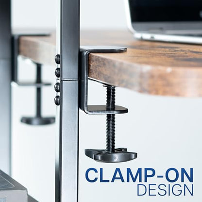 VIVO Clamp-on 16 inch Flexible 2-Tier Shelving Unit for Table Accessories, Gaming Devices, and More, 4 Configuration Options, Desktop Organizer, Black, DESK-SHELF2CS