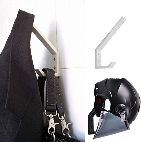 4PCS Helmet Holders Plastic Hanging Hooks Wall Mounted Hangers Hat Glove Bag Shoe Clothes Rack (White-4PC) - color: White-4PC