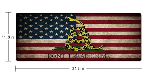 Extended Gaming Mouse Pad Big, Don't Tread On Me American Us Flag Retro Long Mouse Pad Large, 31.5x11.8in Non-Slip Rubber Base Mousepad, Stitched Edges Keyboard Mouse Mat Desk Pad - color: Don't Tread on Me American Us Flag Retro