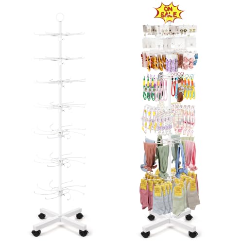 Flenpptly Retail Display Stand, 7-Tier Rotating Display Rack for Store Display, Movable and Adjustable Spinning Display Stand for Earrings, Jewelry, Keychains, Socks Display (7-Tier White) - color: 7-Tier White